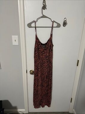 Anthropologie Striped Slip Maxi Dress in Rust/Black